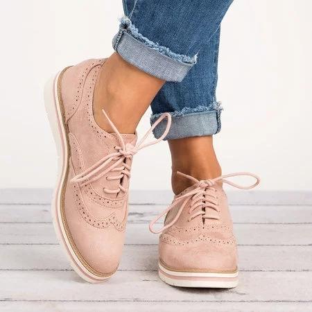 Lucille® | Lace Up Perforated Oxfords Shoes Plus Size Casual Shoes